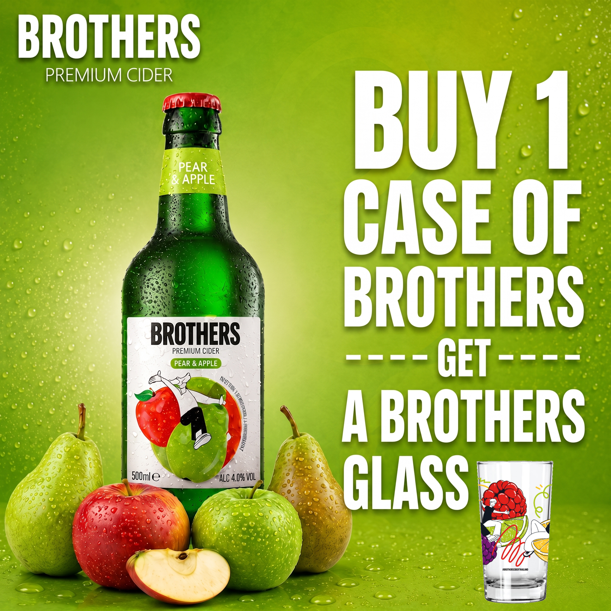 Brothers Pear & Apple English Cider Bottle 12x500ml 4.0% | TIME2DRINK
